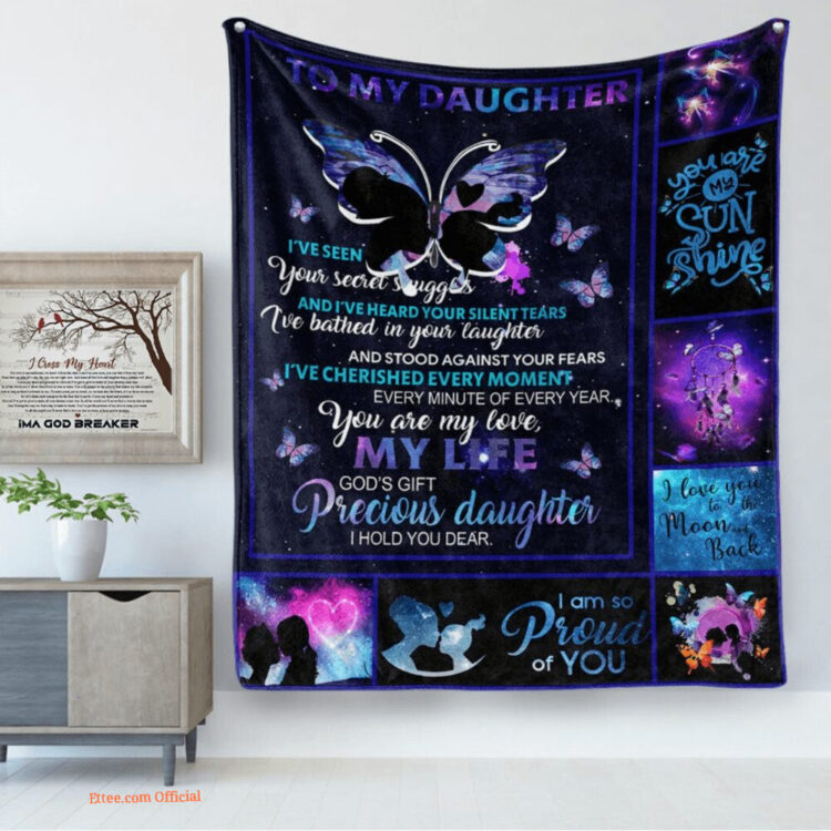 To My Daughter Quilt Blanket Butterfly. Lightweight And Smooth Comfort - Super King - Ettee