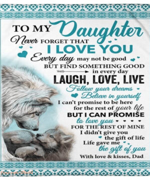 To My Daughter From Dad Blanket   Family Dad And Daughter Wolf Fleece Blanket - Ettee - blanket