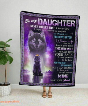 To My Daughter From Dad Never Forget That I Love You Purple Wolf Blanket - Super King - Ettee