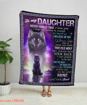 To My Daughter From Dad Never Forget That I Love You Purple Wolf Blanket1 - Super King - Ettee