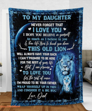 To My Daughter Gift To My Daughter Blanket From Dad Lion Quilt Fleece Blanket - Super King - Ettee