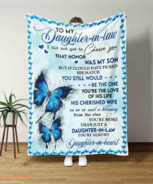 To My Daughter In Law Blue Butterfly Quilt Blanket. Foldable And Compact - Super King - Ettee