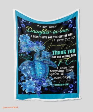 To My Daughter In Law Quilt Blanket Sea Turtle. Foldable And Compact - Super King - Ettee