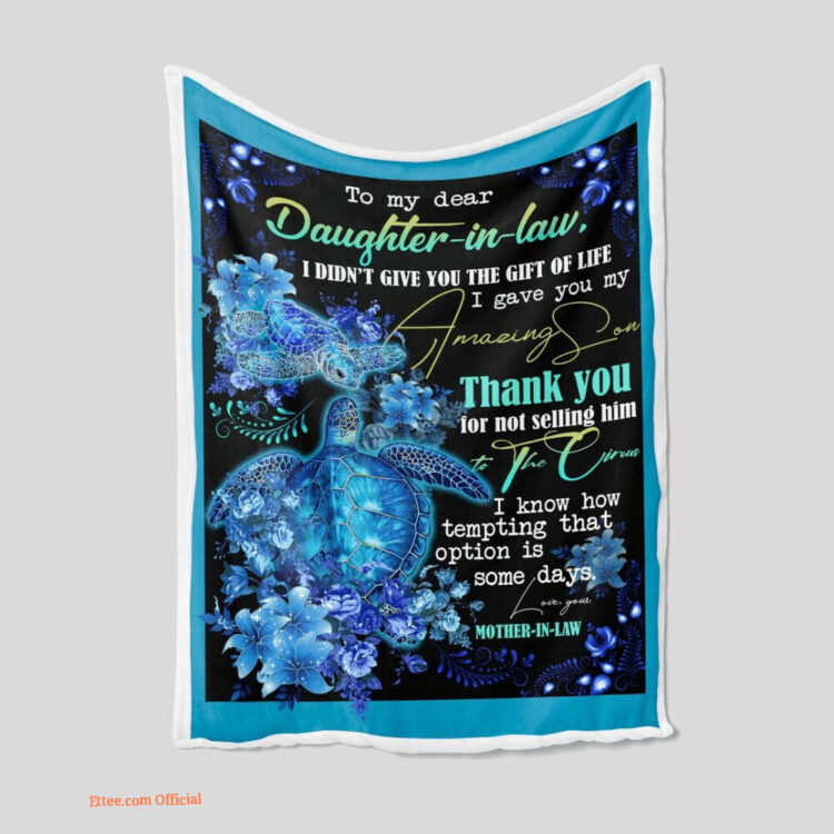 To My Daughter In Law Quilt Blanket Sea Turtle. Foldable And Compact - Super King - Ettee