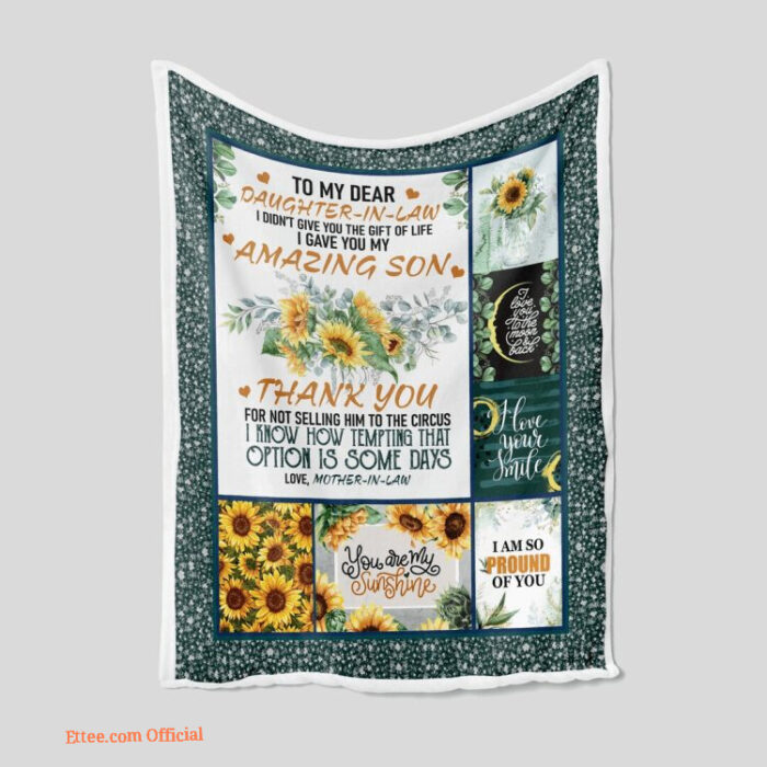 To My Daughter In Law Sunflower Quilt Blanket. Lightweight And Smooth Comfort - Super King - Ettee