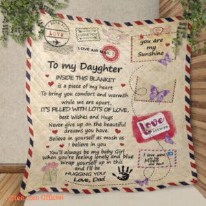 To My Daughter Love From Dad Hugging You Gift Quilt Fleece Blanket - Super King - Ettee