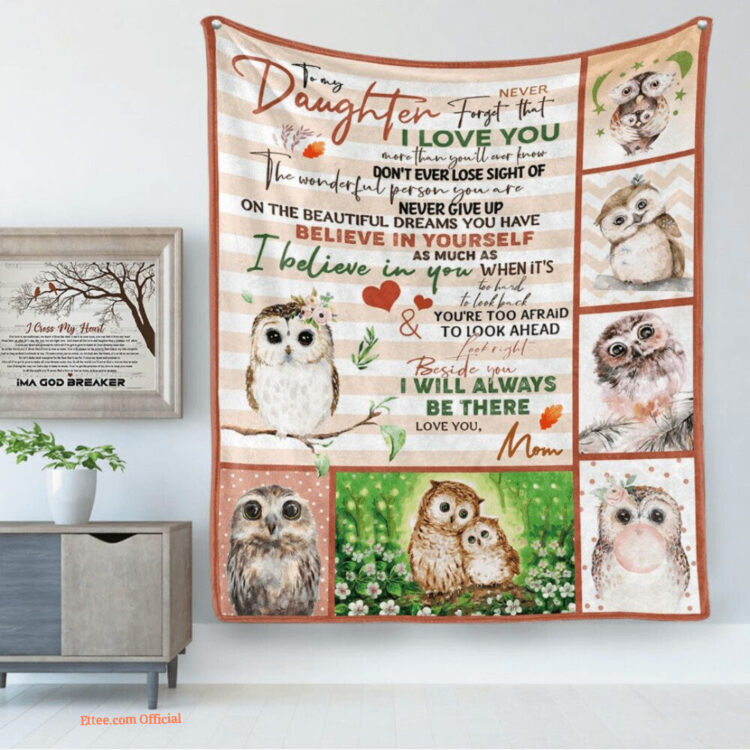To My Daughter Mom Owl Quilt Blanket Cute Owl Animal. Foldable And Compact - Super King - Ettee
