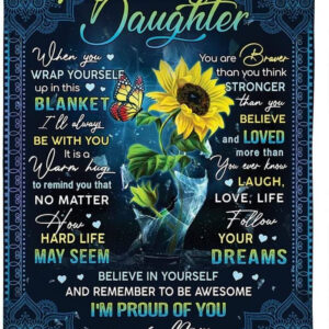 To My Daughter Sunflower Quilt Blanket. Light And Durable. Soft To Touch - Super King - Ettee