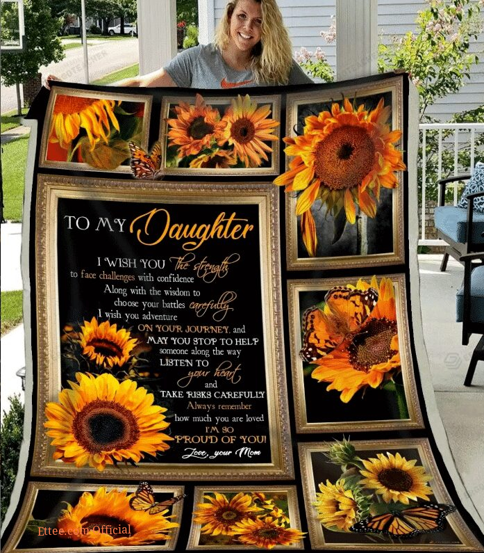 To My Daughter Sunflower Quit Blanket - Ettee