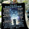 To My Daughter from Lion Father Dark Blue Night Love Quilt Fleece Blanket Gift - Super King - Ettee