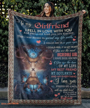 To My Girlfriend I Fell In Love With You Fox Butterfly Quilt Blanket - Super King - Ettee