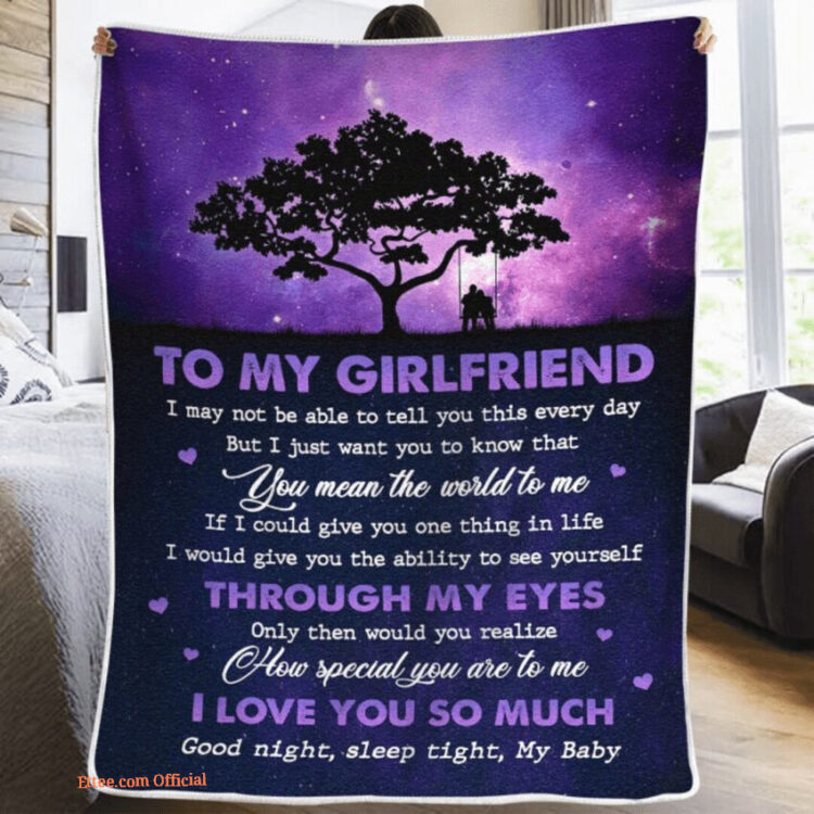 To My Girlfriend I Love You So Much Fleece Quilt Blanket Gift For Wife - Super King - Ettee