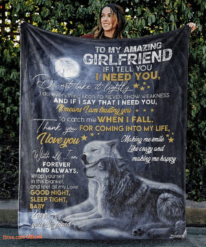 To My Girlfriend If I Tell You And If I Say That Wolf Quilt Blanket - Super King - Ettee