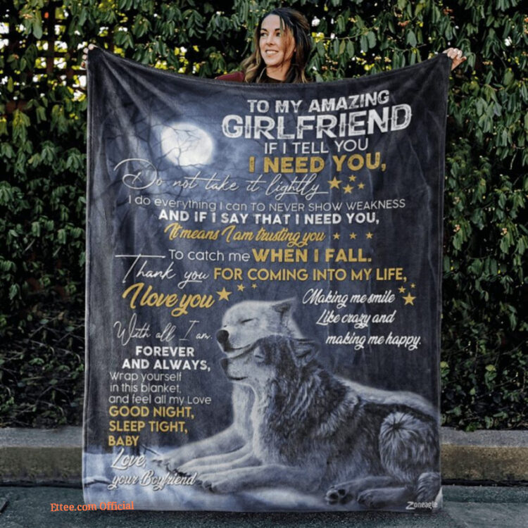 To My Girlfriend If I Tell You And If I Say That Wolf Quilt Blanket - Super King - Ettee