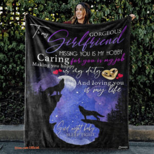 Valentine To My Girlfriend Missing You Is My Hobby Wolf Quilt Blanket - Super King - Ettee