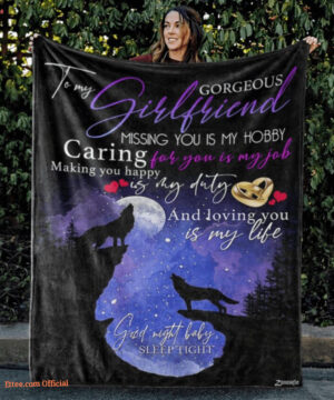 Valentine To My Girlfriend Missing You Is My Hobby Wolf Quilt Blanket - Super King - Ettee