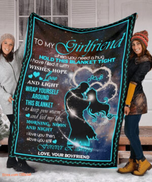 To My Girlfriend When You Need A Hug Fleece Quilt Blanket. Foldable And Compact - Super King - Ettee