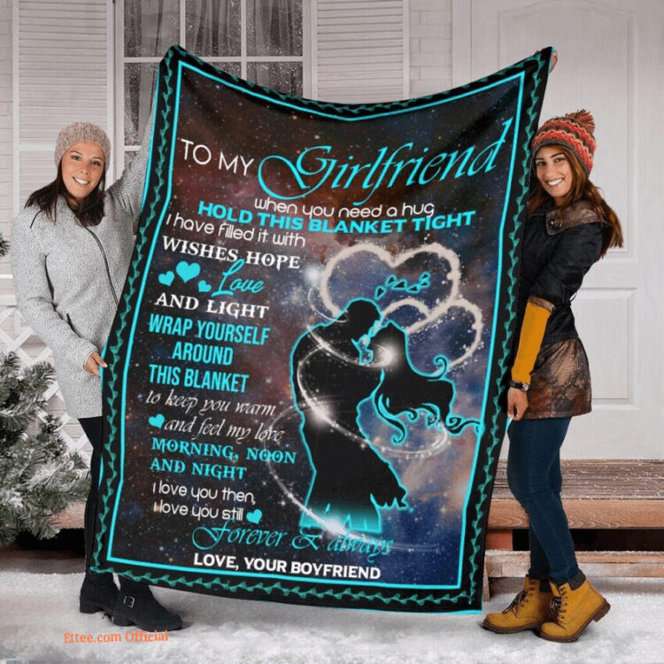 To My Girlfriend When You Need A Hug Fleece Quilt Blanket. Foldable And Compact - Super King - Ettee
