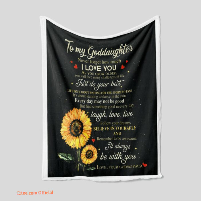 To My Goddaughter Quilt Blanket Sunflower. Light And Durable. Soft To Touch - Super King - Ettee