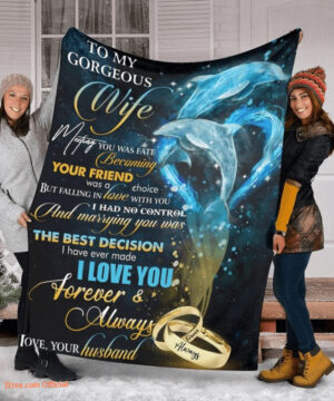 Valentine To My Gorgeous Wife Fleece Blanket. Lightweight And Smooth Comfort - Super King - Ettee