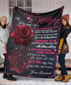 Valentine To My Wife In My Life Fleece Quilt Blanket. Foldable And Compact - Super King - Ettee