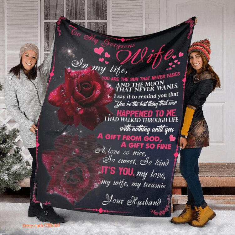 Valentine To My Wife In My Life Fleece Quilt Blanket. Foldable And Compact - Super King - Ettee