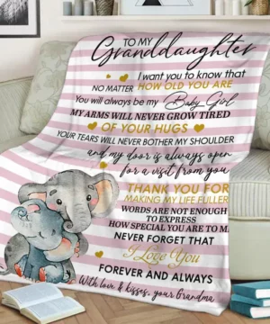 To My Granddaughter.Baby Girl  Fleece Blanket.Mink Blanket.Sherpa Blanket.Anniversary Gift.Family Blanket.Baby Blanket - Super King - Ettee