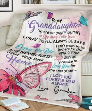 To My Granddaughter Blanket From Grandma To My Grandaughter Pink Butterfly Blanket - Super King - Ettee