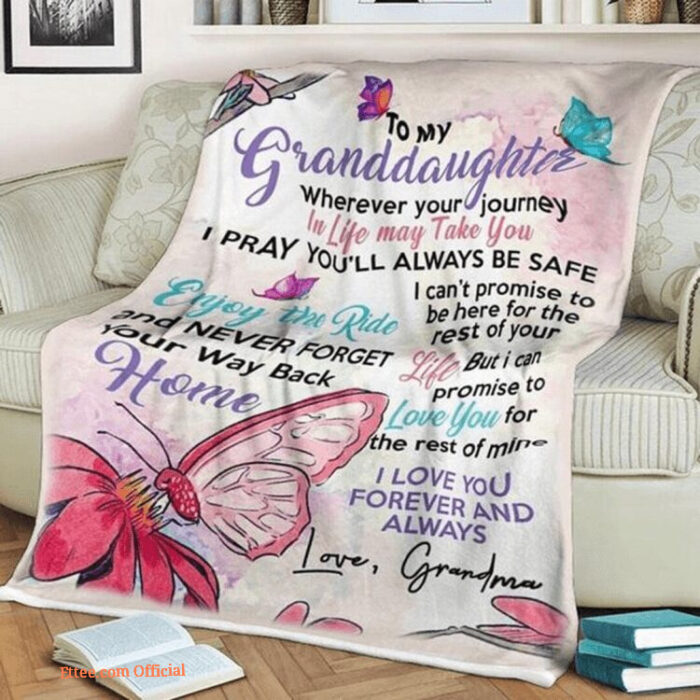 To My Granddaughter Blanket From Grandma To My Grandaughter Pink Butterfly Blanket - Super King - Ettee