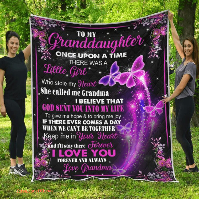 To My Granddaughter I Love You Forever Always Quilt Fleece Blanket Bedding - Super King - Ettee