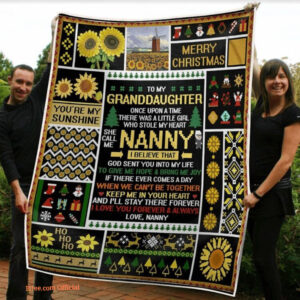 To My Granddaughter Sunflower You Are My Sunshine Gift From Nanny Grandma Fleece Blanket - Super King - Ettee