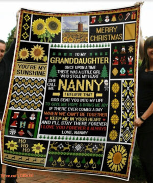 To My Granddaughter Sunflower You Are My Sunshine Gift From Nanny Grandma Fleece Blanket - Super King - Ettee