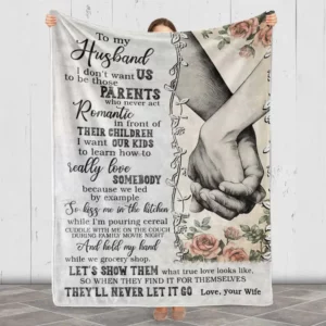 To My Husband Blanket.Gift For Birthday Anniversary Couples Fleece Blanket And Throws With Quote Gift For Hubby From Wife - Super King - Ettee