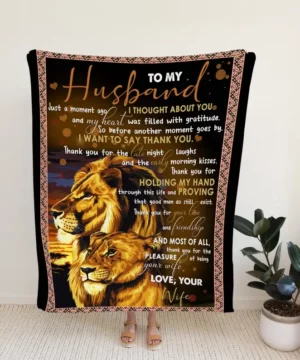 To My Husband Blanket.Lion Blanket.Gift Blanket.Blanket For Couple.Wedding Anniversary Blanket - Super King - Ettee