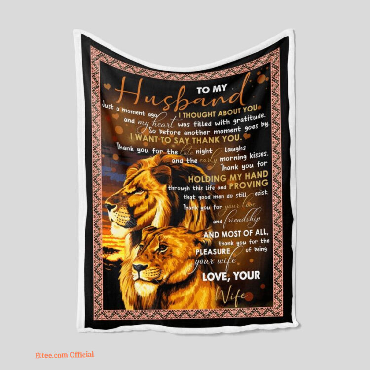 To My Husband Quilt Blanket Lion For Valentine's Day. Foldable And Compact - Super King - Ettee