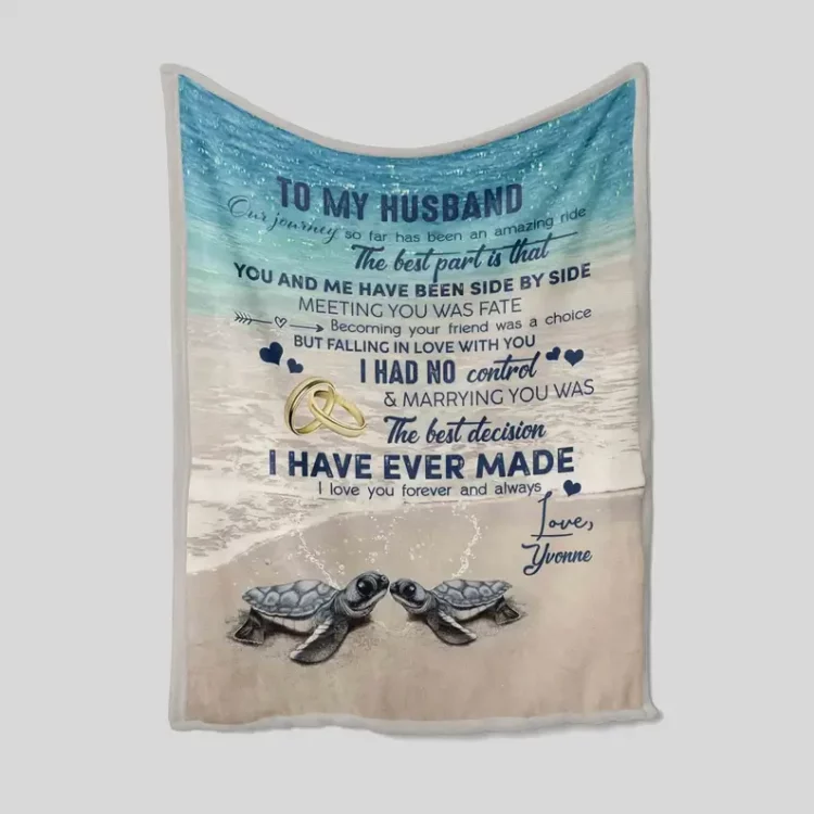 To My Husband Blanket.Turtle Blanket.Beach Blanket.amily Blanket.Custom Name Blanket.Gift Blanket - Super King - Ettee