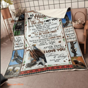To My Husband Eagle Couple You Complete Me Gift From Wife Fleece Blanket - Super King - Ettee