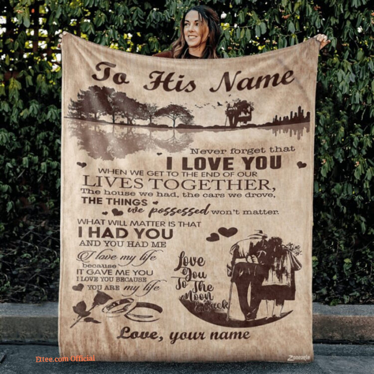 To My Husband His Name Lives Together Customized Quilt Blanket - Super King - Ettee