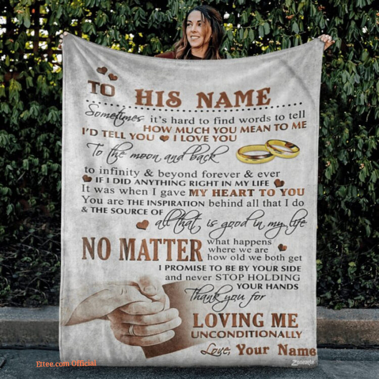 To My Husband His Name Sometimes Customized Quilt Blanket For Valentine's Day - Super King - Ettee