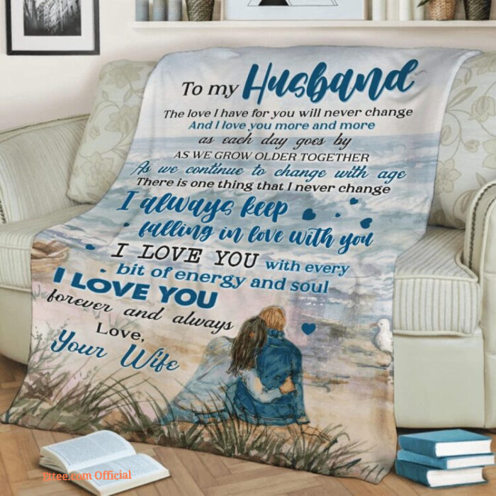 To My Husband I Love You Fleece Quilt Blanket Gift From Wife - Super King - Ettee