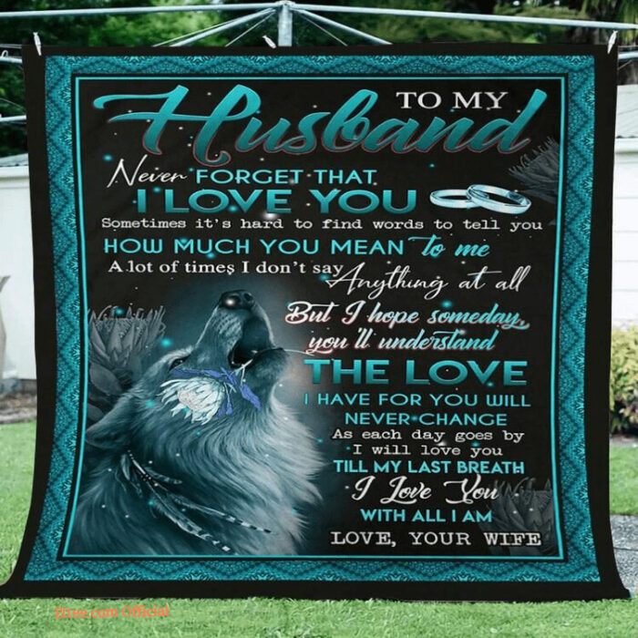 To My Husband Wolf From Wife Gift For Birthday Husband Gift Quilt Fleece Blanket - Super King - Ettee