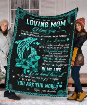 To My Loving Mom Dolphin Quilt Blanket. Light And Durable. Soft To Touch - Super King - Ettee