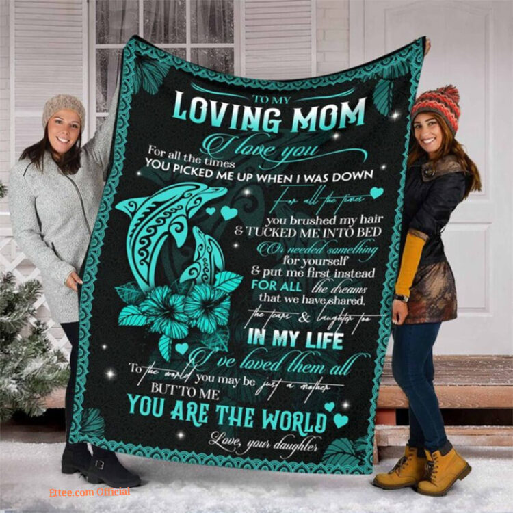 To My Loving Mom Dolphin Quilt Blanket. Light And Durable. Soft To Touch - Super King - Ettee