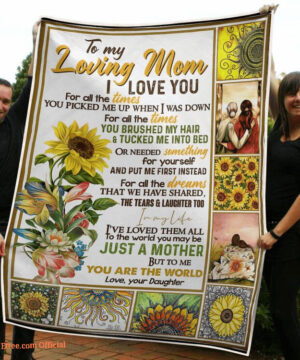 To My Mom Beautiful Sunflower Quilt Blanket. Foldable And Compact - Super King - Ettee