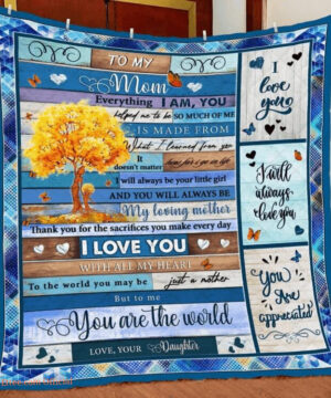 To My Mom Quilt Blanket I Love You With All My Heart. Foldable And Compact - Ettee - compact