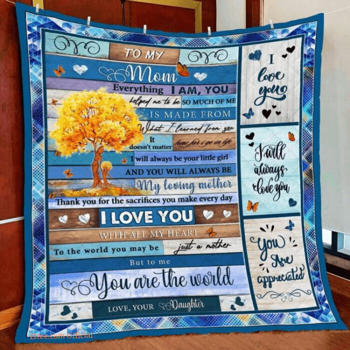 To My Mom Quilt Blanket I Love You With All My Heart. Foldable And Compact - Ettee - compact
