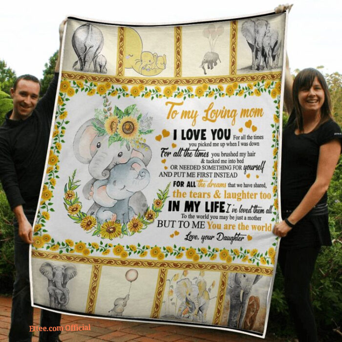 To My Mom Elephants Sunflower You Are The World Quilt Blanket - Super King - Ettee