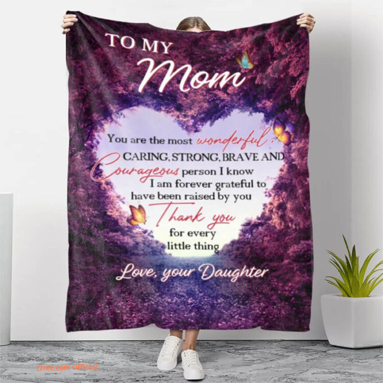 To My Mom Fleece Quilt Blanket I'm Grateful To Have Been Raised By You - Super King - Ettee