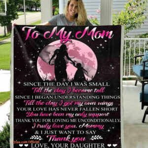 To My Mom From Love Your Daughter Thank You Quilt Fleece Blanket Gift - Super King - Ettee