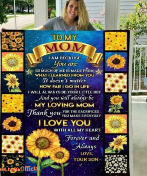 To My Mom From Son Mother's Day Gifts Quilt, Fleece Blanket Birthday Sunflowers - Super King - Ettee